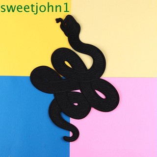 Sweetjohn แผ่นแพทช์เหล็ก ลายงู สีดํา มีกาวในตัว ซักล้างได้ อุปกรณ์เสริม สําหรับเย็บผ้า