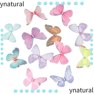 Ynatural ผีเสื้อออร์แกนซ่า สองชั้น หลากสีสัน สําหรับตกแต่งงานหัตถกรรม 36 ชิ้น