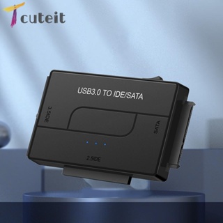 Tcuteit ชุดอะแดปเตอร์ฮาร์ดดิสก์ภายนอก 2.5 3.5 HDD SSD USB 3.0 เป็น SATA IDE