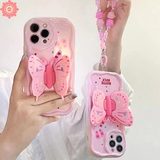 เคสโทรศัพท์มือถือนิ่ม ลายปีกผีเสื้อ สีชมพู พร้อมสายคล้องมือ สําหรับ Vivo Y27 Y17 Y16 Y36 Y15s Y22 Y21 Y15 Y11 Y91 Y21s Y35 Y15A Y12s Y33 Y20i Y12 Y02 Y31 Y30 Y91C Y51 Y20 Y22s Y20s Y12i Y50