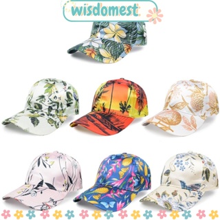 WISDOMEST หมวกเบสบอล กันแดด ป้องกันรังสียูวี พิมพ์ลายดอกไม้ เหมาะกับเดินชายหาด สไตล์วันหยุด