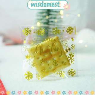 Wisdomest ถุงขนม ลายเกล็ดหิมะ มีกาวในตัว สําหรับปาร์ตี้คริสต์มาส 100 ชิ้น