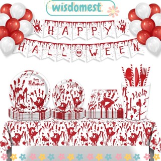 Wisdomest จานกระดาษ ลาย Happy Halloween แบบใช้แล้วทิ้ง เป็นมิตรกับสิ่งแวดล้อม สําหรับใส่อาหาร ปาร์ตี้ฮาโลวีน