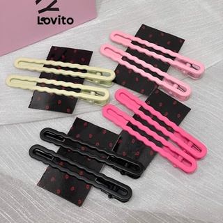 Lovito กิ๊บติดผมลําลอง เรียบง่าย สําหรับผู้หญิง L63AD172 (ปิด สีขาว/ชมพู/ดํา)