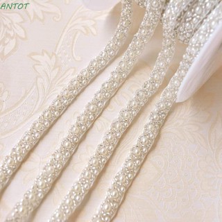 Antot เนคไท ประดับพลอยเทียม สีขาว อุปกรณ์เสริม สําหรับเย็บผ้า