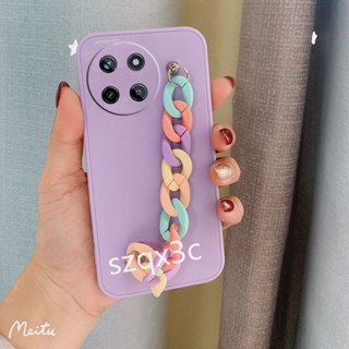 พร้อมส่ง เคสโทรศัพท์มือถือ ซิลิโคนนิ่ม TPU กันกระแทก พร้อมสายโซ่คล้อง สีรุ้ง หลากสี สําหรับ Realme11 11NFC 4G REALME 11 Pro Plus 5G C51 C53 REALME C51