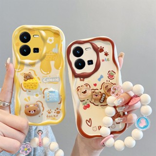 เคสวีโว่ y35 เคส vivo y35 เคสโทรศัพท์มือถือ ลายตุ๊กตา 3D สีครีม สําหรับ vivo y35