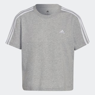 adidas ไลฟ์สไตล์ เสื้อครอป Essentials Loose 3-Stripes ผู้หญิง สีเทา HB7928