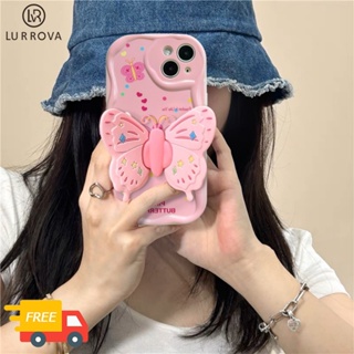 Realme C53 C33 C55 C30 C35 Realme 10 4G Realme C21Y C25Y Realme C15 C25 5S 5I C2 Narzo 50A Prime Narzo N55 เคสโทรศัพท์ซิลิโคนพับรูปผีเสื้อสีชมพู