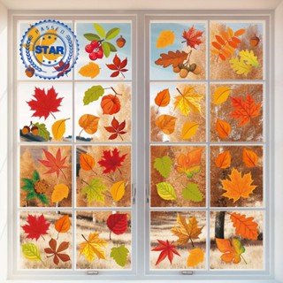 สติกเกอร์ ลาย Thankgiving Autumn Deco Office Home K4E6 สําหรับติดตกแต่งหน้าต่างบ้าน ฤดูใบไม้ร่วง