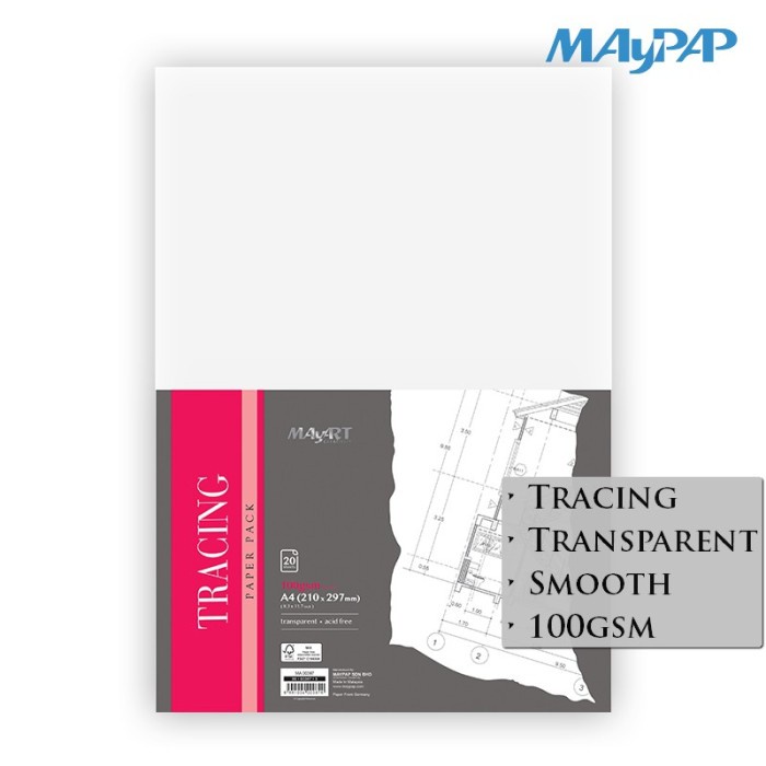 MayArt Tracing Paper A4 60gsm - 20 แผ่น / A4 Tracing Paper
