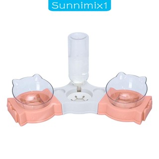 [Sunnimix1] เครื่องจ่ายอาหารแมว แบบเอียง พร้อมชามใส่น้ํา 450 มล. สําหรับให้อาหารแมว