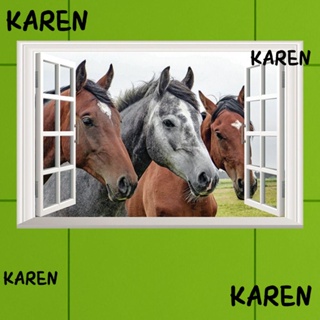 Karen สติกเกอร์ไวนิล ลายม้า สัตว์ สําหรับติดตกแต่งผนังบ้าน ห้องนั่งเล่น