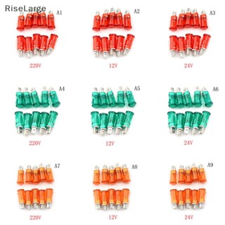 [RiseLarge] ใหม่ หลอดไฟสัญญาณ LED 12V 24V 220V 10 มม. สีแดง เขียว เหลือง 10 ชิ้น