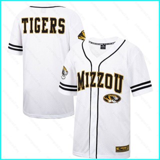 เสื้อคาร์ดิแกนเบสบอล พลัสไซซ์ พิมพ์ลายการ์ตูน Missouri Tigers Jersey Button-Down