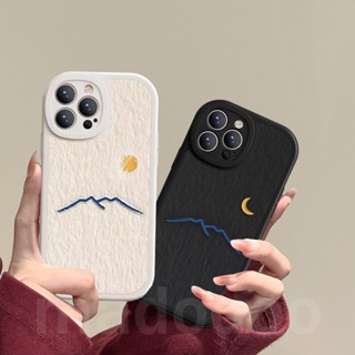 Couple Casing For iPhone 15 14 13 12 Mini 11 Pro Xs max 6 6S 7 8 Plus X XR 11promax 12promax 13promax Oval Fine Hole Airbga Shockproof Soft Phone Case simple Cartoon peak Sun Moon Lens Protection Back Cover XPN 85