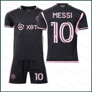 เสื้อกีฬาแขนสั้น ลายทีมชาติฟุตบอล Messi Inter Miami CF ทรงหลวม 23-24 2 ชิ้น ต่อชุด