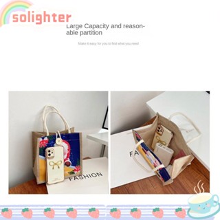 Solighter กระเป๋าถือ ผ้าฝ้าย ผ้าลินิน ลายการ์ตูนฟักทอง เสริมมือจับ 2 ชิ้น สําหรับเด็ก