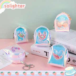 Solighter กระเป๋าใส่เหรียญ, กระเป๋าสตางค์เยลลี่ ลายการ์ตูน ขนาดเล็ก, กระเป๋าเป้สะพายหลัง PVC ใส่บัตร กุญแจ กระเป๋าสตางค์ผู้หญิง