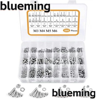 Blueming2 580 ชิ้น|สกรูหัวกระทะ สเตนเลส 304 6 10 14 16 20 25 มม. M3 M4 M5 M6|อุตสาหกรรม