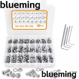 Blueming2 สกรูเมตริก สเตนเลส 304 หัวแบน หกเหลี่ยม 16 ขนาด M3 M4 M5 M6 8 12 16 20 มม. 920 ชิ้น