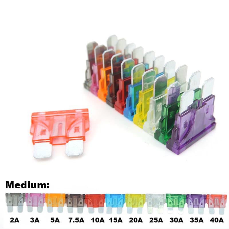 10pcs รถกลางฟิวส์ใบมีดฟิวส์ใส่ออโต้รถบรรทุก ZINC Pins 1A 2A 3A 5A 7.5A 10A 15A 20A 30A 40A 50A Refitted สําหรับ