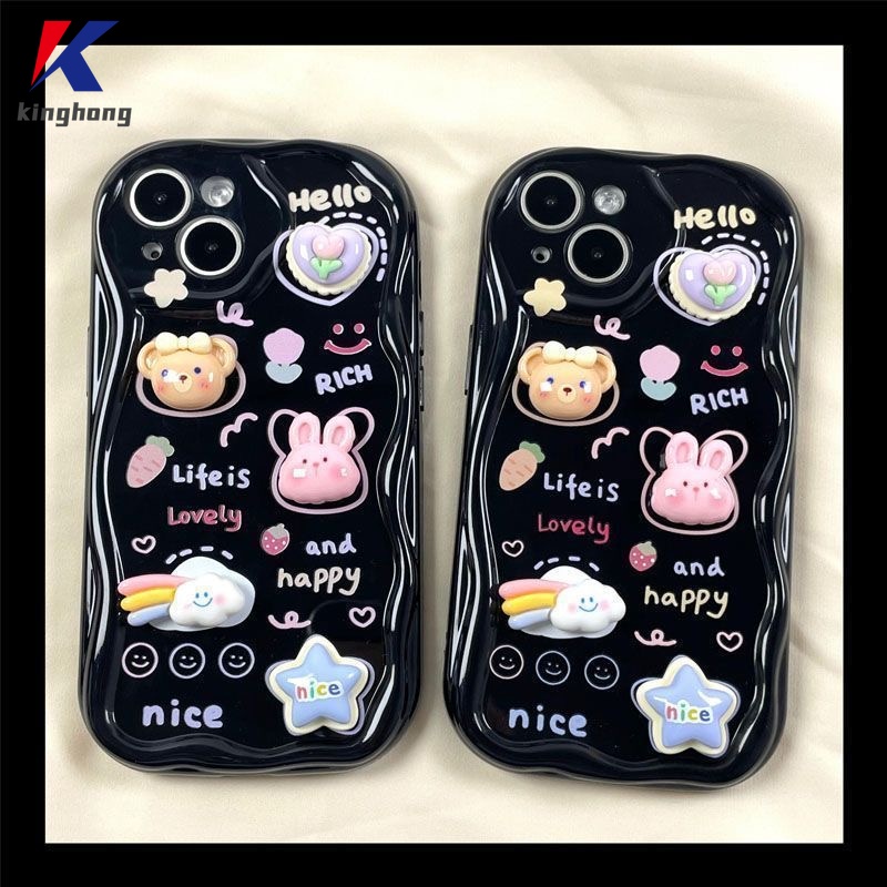 เคสโทรศัพท์มือถือแบบนิ่ม TPU ขอบโค้ง ลายก้อนเมฆ และกระต่าย สีรุ้ง สําหรับ OPPO A38 A18 A5S A16 A12 A3S A17K A15 A94 A17 A57 A9 A31 A53 A5 A33 A77 2020 A16K A92 A55 A95 A77S F9 A54 A96 A58 A98 A78 A74 A7 A78 A15S A52 A12E A93 A72 A35 A16S A11 A1K A12S A36