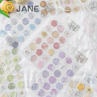 Jane สติกเกอร์ตราประทับขี้ผึ้งใส ลายดอกไม้ สไตล์วินเทจ สําหรับตกแต่งสมุดภาพ ซองจดหมาย DIY 36 54 ชิ้น