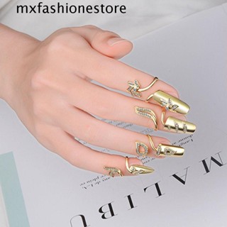 Mxfashione แหวนนิ้วมือ ประดับพลอยเทียม ลายดอกไม้ น่ารัก อินเทรนด์ สําหรับผู้หญิง