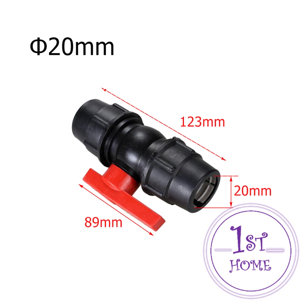 วาล์วเชื่อมต่อท่อน้ํา PE 20mm 25mm อุปกรณ์ท่อ ball valve