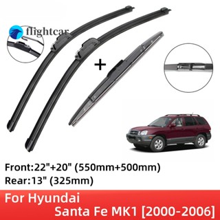 Flightcar ใบปัดน้ําฝน ด้านหน้า และด้านหลัง อุปกรณ์เสริม สําหรับ Hyundai Santa Fe MK1 2000-2006 J Hook 2000 2001 2002 2003 2004 2005 2006