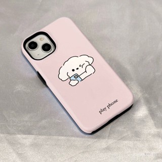 เคสมือถือ แบบแข็ง ลายลูกสุนัขน่ารัก สองชั้น กันกระแทก สําหรับ iPhone 14 Pro Max 12 11 13