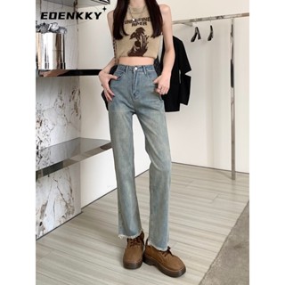 EOENKKY กางเกงขายาว กางเกงยีสน์ผู้หญิง ทรงหลวม ๆ ตรง Retro Hip Hop Pants 2023 NEW Style WNK2390T8D 37Z230912