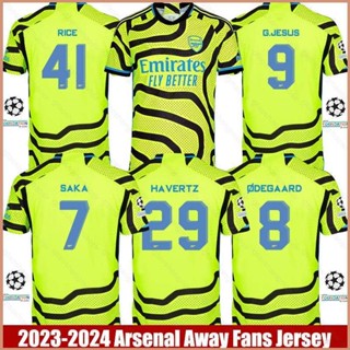 Si เสื้อกีฬาแขนสั้น ลายทีม Arsenal Away Jersey Saka Jesus Degaard Rice Havertz Martinelli 2023-2024 พลัสไซซ์