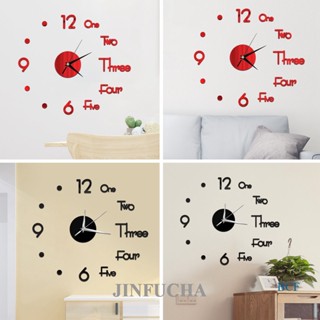 Jinfucha นาฬิกาดิจิทัลติดผนัง 3D เสียงเงียบ ขนาดใหญ่ สําหรับบ้าน ห้องนั่งเล่น DIY