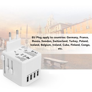 Sports Love Universal Travel Adapter AC100V‑240V 4 USB แบบพกพา International Plug สำหรับโทรศัพท์มือถือแล็ปท็อป