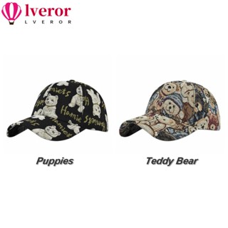 Lveror -Teens หมวกเบสบอล ผ้าฝ้าย พิมพ์ลายการ์ตูนหมีน้อยน่ารัก สีสันสดใส สไตล์ฮิปฮอป