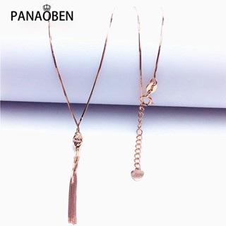 Panaoben ♥ เครื่องประดับ สร้อยคอโซ่ชุบทอง 14K จี้งู สีม่วง 585 สีโรสโกลด์