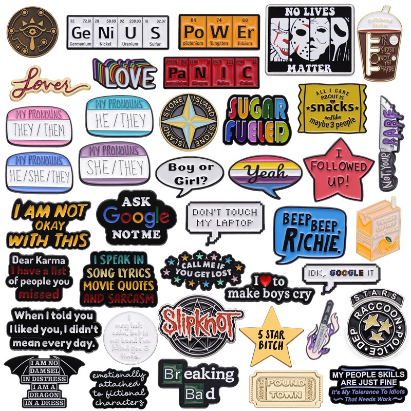 เครื่องประดับ เข็มกลัด โลหะผสม รูปข้อความ Emotional Expression Statement สําหรับเพื่อน เสื้อผ้า - รูปที่ 7