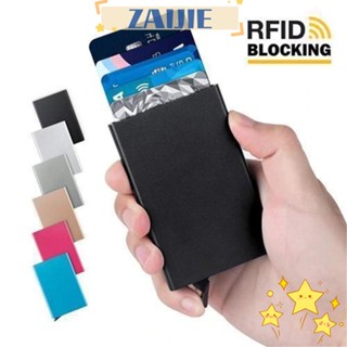 Zaijie24 RFID กระเป๋าสตางค์ ใส่บัตร ป๊อปอัพ อัตโนมัติ RFID Blocking