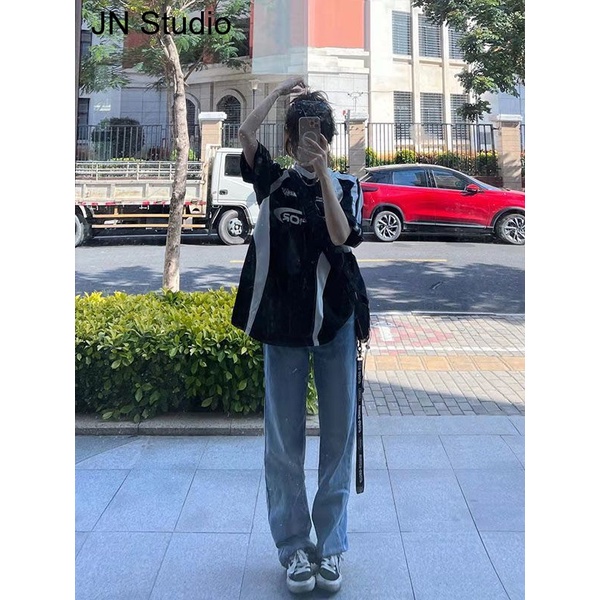 JN Studio เสื้อครอป เสื้อแฟชั่นผู้หญิง สีพื้น สําหรับผู้หญิง ใส่ไปคลับ ปาร์ตี้ เท่ ทันสมัย ทันสมัย น