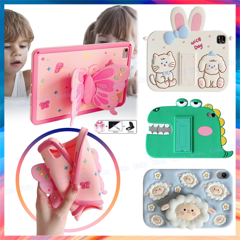 เคสแท็บเล็ต กันกระแทก ลายการ์ตูนผีเสื้อ 3D พร้อมขาตั้ง สําหรับ ipad mini air pro 1 2 3 4 5 6 7 8 9 10 9.7 10.2 10.5 10.9 11