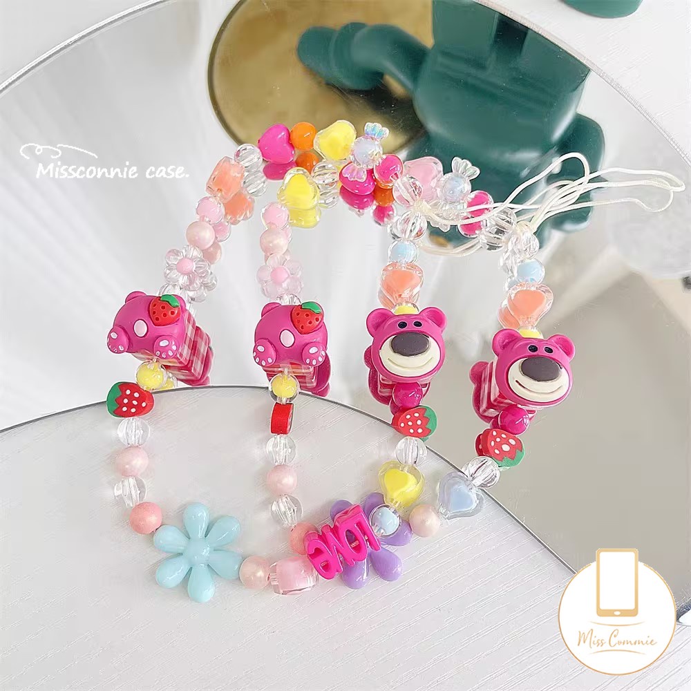 สายโซ่คล้องโทรศัพท์มือถือ อะคริลิค ประดับคริสตัล ลายการ์ตูนหมี สตรอเบอร์รี่น่ารัก สีสันสดใส แฟชั่นสําหรับผู้หญิง - รูปที่ 5