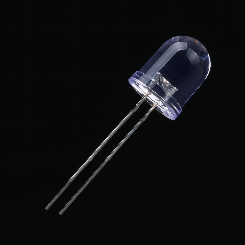 หลอดไฟไดโอด LED 10 มม./f10 หัวกลม ยาว สีขาว