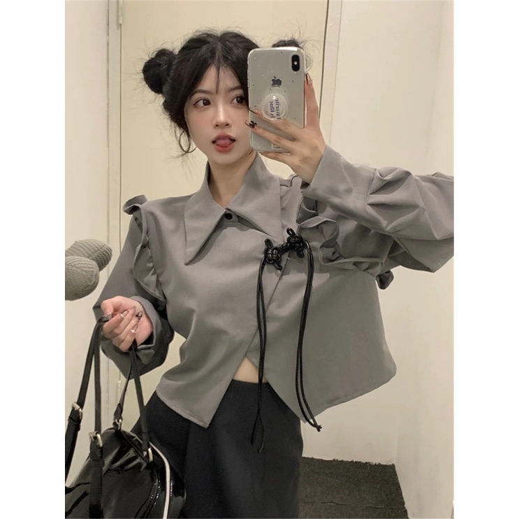 เสื้อแจ็กเก็ตแขนยาว ทรงหลวม เข้ากับทุกการแต่งกาย แฟชั่นฤดูใบไม้ผลิ สไตล์สตรีท สําหรับผู้หญิง SK1T
