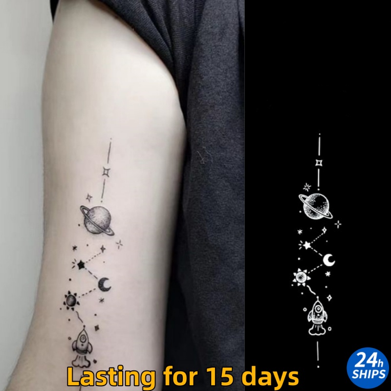 สติกเกอร์รอยสักชั่วคราว กันน้ํา ลายประกาย รูปพืชน่ารัก ใช้งานได้นาน 15 วัน