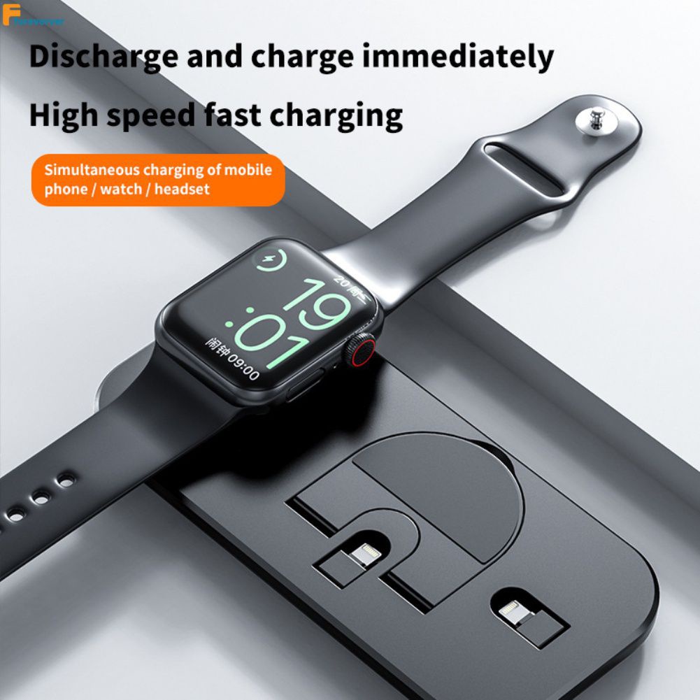 3 in 1 แท่นชาร์จไร้สาย แบบพับได้ แท่นชาร์จไร้สาย ชาร์จเร็ว สําหรับ Airpods Apple Watch iPhone