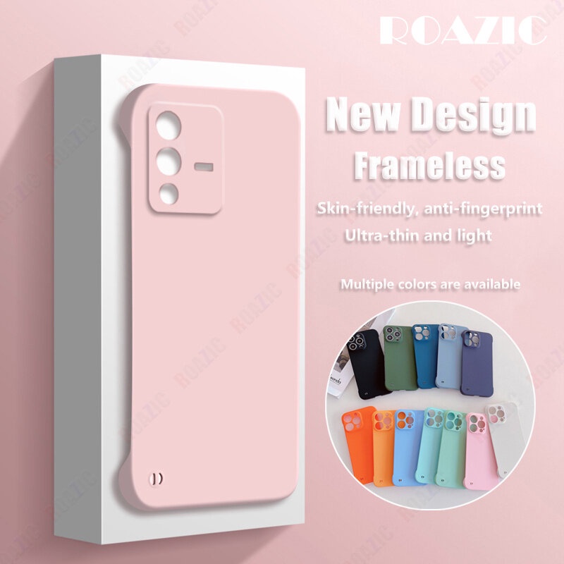 เคสโทรศัพท์มือถือ PC แข็ง แบบบาง ไร้กรอบ สีแคนดี้ เรียบง่าย สําหรับ VIVO V23 5G V23e V23e 5G