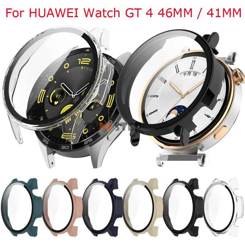 เคส PC แข็ง + กระจกนิรภัย สําหรับ Huawei Watch GT 4 41 มม. 46 มม. กันชนหน้าจอ แบบเต็ม สําหรับ Huawei GT4 เคสอุปกรณ์เสริม