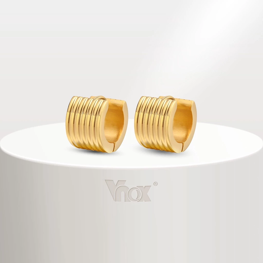 Vnox ต่างหูห่วง สเตนเลส ทอง 18K ขนาดเล็ก น้ําหนักเบา กันแพ้ สําหรับผู้หญิง